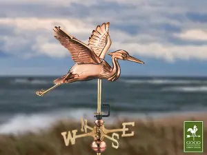 Cottage Heron in Flight Copper Weathervane - H54 x W40 x L42 cm