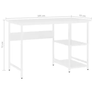 Berkfield Computer Desk White 105x55x72 cm MDF and Metal