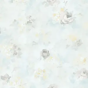 Galerie Abby Rose 4 Turquoise Grey Cream Morning Dew Smooth Wallpaper