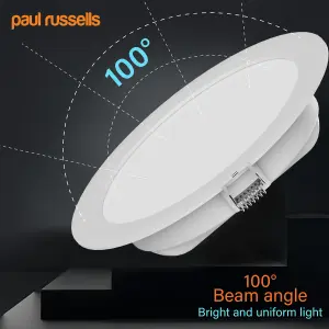 paul russells LED Round Panel Ceiling Lights, 16W 1600 Lumens, Spotlights, IP20, 6500K Day Light, Pack of 6