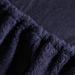 Brentfords Teddy Fleece FITTED Bed Sheet Soft Thermal, Navy - King