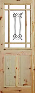 2 panel Screen-printed Glazed Contemporary Internal Knotty pine Door, (H)2032mm (W)813mm (T)35mm