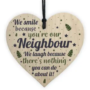 Red Ocean Funny Neighbour Gifts Friendship Handmade Wooden Hanging Heart Sign Plaque Thank You Home Gifts