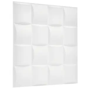 3D Wall Panels Adhesive Included - 6 Sheets Cover 16.15ft²(1.5m²) Interior Cladding Panels - Square Grid Lattice Design Matt White