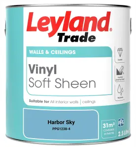 Leyland Trade Vinyl Soft Sheen Walls & Ceilings Emulsion Paint Harbor Sky (PPG1238-4) - 2.5L