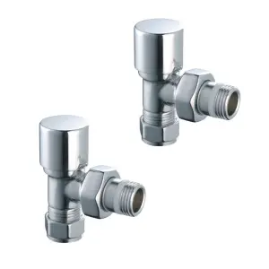 Pair Of Round Chrome Angled Radiator Valves