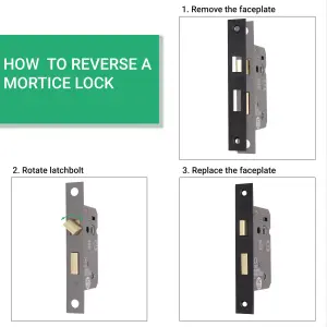 EAI Sashlock 65mm / 44mm Backset Chrome 3 lever for Internal Wooden Door 2 Keys CE UKCA & Fire Door Approved Anti Rattle Keep