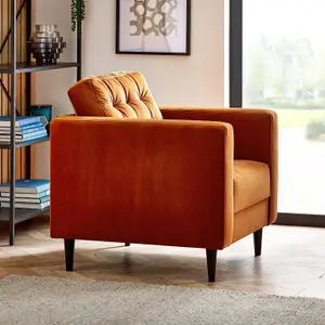 Furniturebox UK Jolene Burnt Orange Velvet Armchair