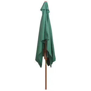 Berkfield Parasol 200x300 cm Wooden Pole Green