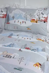 Winter Tails Dogs Single Duvet Cover and Pillowcase Set