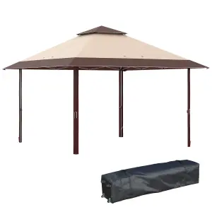 Outsunny 4 x 4m Outdoor Pop-Up Canopy Tent Gazebo Adjustable Legs Bag Coffee