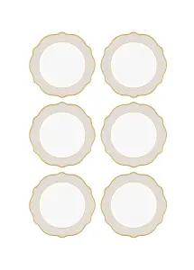 Rozi Jaswely Collection Porcelain Side Plates, Set of 6 - Sand Beige