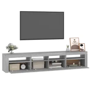 Berkfield TV Cabinet with LED Lights Grey Sonoma 210x35x40 cm