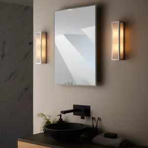 Nayland Chrome with Frosted Glass Contemporary 2 Light Bathroom Wall Light