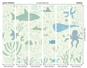 Origin Murals Children's Underwater Sea Animals Adventure Matt Smooth Paste the Wall Mural 300cm wide x 240cm high