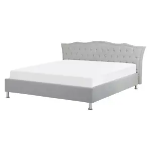 Fabric EU King Size Ottoman Bed Grey METZ