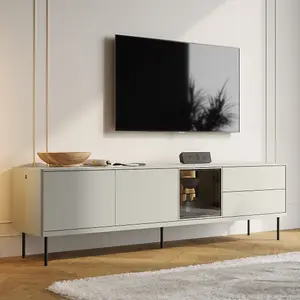 Epiro 7 Elegant Cashmere & Dark Oak TV Cabinet - Expansive Media Storage Solution W194cm x H56cm x D41cm