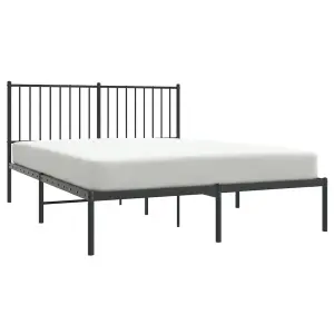 Berkfield Metal Bed Frame with Headboard Black 135x190 cm 4FT6 Double