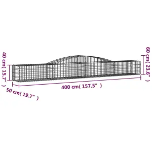 Berkfield Arched Gabion Baskets 7 pcs 400x50x40/60 cm Galvanised Iron