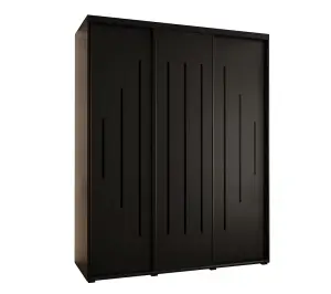 Cannes XII Sliding Door Wardrobe W190cm - Sleek Black Storage for Spacious Rooms