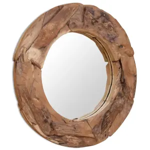 Berkfield Decorative Mirror Teak 80 cm Round