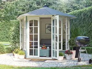 Dunster House Wooden Summerhouse 2.5 x 2 Metres Hexagonal Sun Room Vantage 250