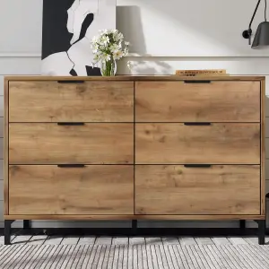 Wooden Sideboard Cabinet for Living Room, Modern Chest of Drawers with 6 drawers for Bedroom Console Table for Living Room