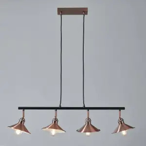 Danica 4 Light Industrial Style Diner Pendant - Antique Copper