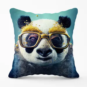 Panda With Golden Glasses Splashart Outdoor Cushion 45cm x 45cm