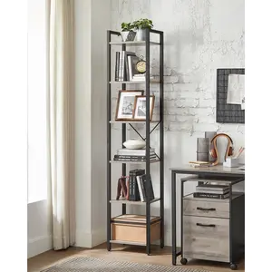 Lakesha Etagere Bookcase Greige/Black / 187.5cm H x 40cm W x 30cm D