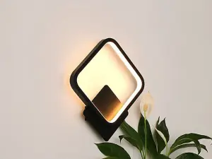 LED Wall Lamp Bedroom Light Nordic Modern Black Aluminum 25x30cm