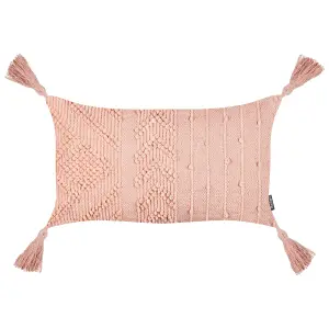 Set of 2 Cushions VALVARIA Cotton 30 x 50 cm Solid Peach Pink