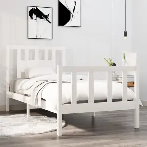 Berkfield Bed Frame White Solid Wood 90x190 cm 3FT Single