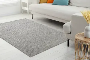 Wool carpet TAHAR 99004G grey - HAND-WOVEN loop, uniform 90x150 cm