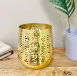 Large         Gold         Candle         Pot         20cm