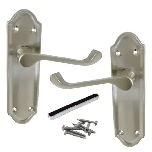 Ashford Door Handle Internal Latch Scroll Lever - Satin