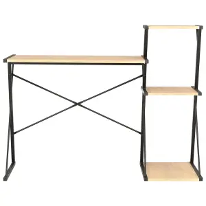 Berkfield Desk with Shelf Black and Oak 116x50x93 cm