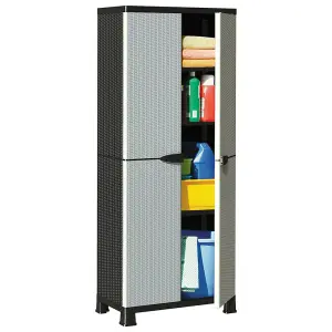 Berkfield Plastic Cabinet 68x39x171.5 cm Rattan Design