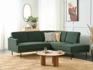 Left-Hand Corner Sofa BREDA Dark Green Fabric Left Hand