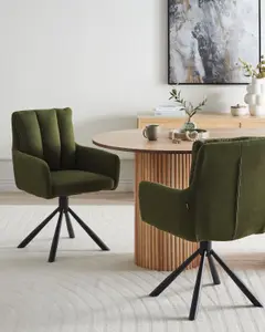 Set of 2 Dining Chairs SARDOAL Dark Green