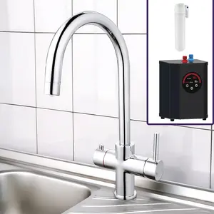 Nes Home Instant Boiling Water Swivel Spout Kitchen Tap Round Chrome With Boiler & Water Filter