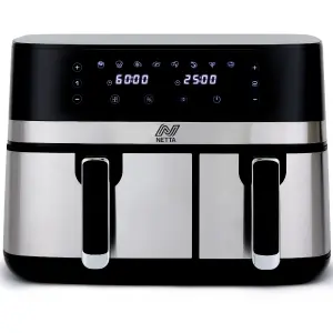 NETTA 9L Dual Basket Low Energy Air Fryer with Digital Smart Programmes