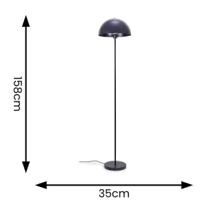 ValueLights Stassi Navy Blue Single Stem Standing Floor Lamp with Dome Lampshade for Living Room Lounge Hallway Light