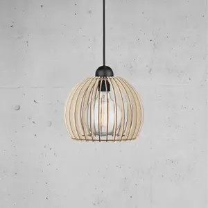 Nordlux Chino 25 Indoor Living Dining Wood Pendant Ceiling Light in Nature (Diam) 25cm