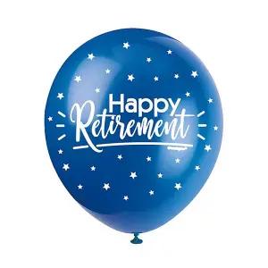 Unique Party Latex Pearlised Retirement Balloons (Pack of 5) Blue/White (One Size)