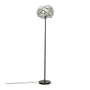 ValueLights Hudson Acrylic Jewel Twist Chrome Floor Lamp with Tortoise Shell Lampshade