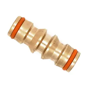 Brass Double Male Hose Connector Coupler Extender for Join Garden Hose Pipe Tube (Pack of 1)