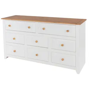 White 6+2 drawer wide chest of drawers, Capri range