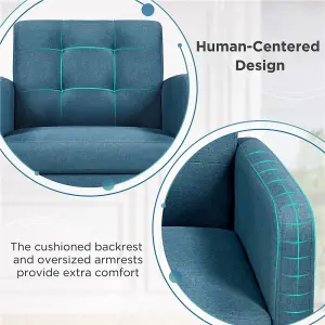 Yaheetech Navy Blue Fabric Armchair Tufted Accent Chair with Rubber Wooden Leg