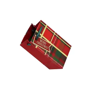 Eurowrap Tartan Christmas Perfume Bag (Pack of 12) Red/Green/Gold (One Size)